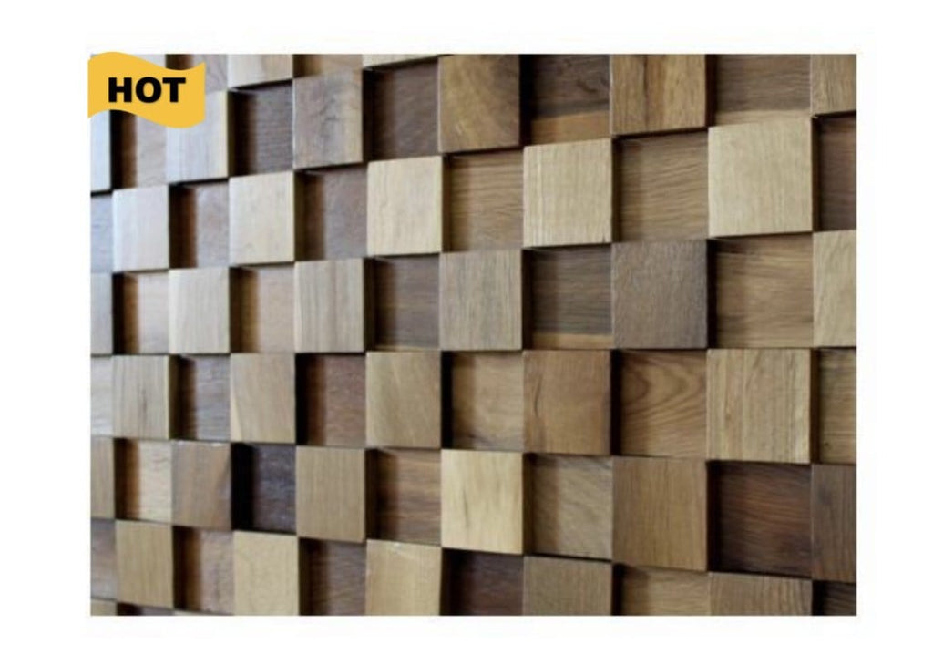 Blocks 3D Wood Wall Panel - Brown Tone (Set of 4 or 12) - Image 2